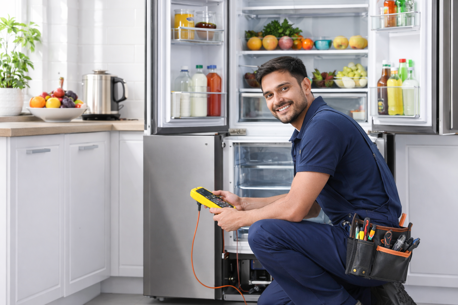 Side by side fridge repair service in Dwarka by JK Services technician